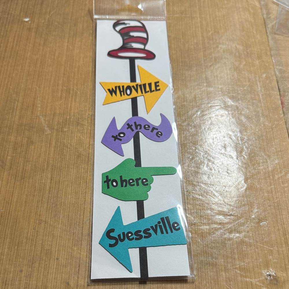 Dr. Seuss Themed Directional Bookmark — Multicolor Whoville Signs